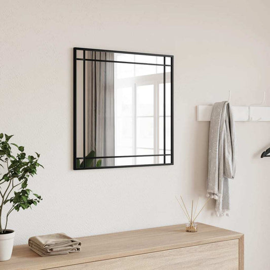 Wall Mirror Black 50x50 cm Square Iron