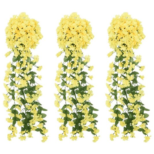Christmas Flower Garlands 3 pcs Yellow 85 cm