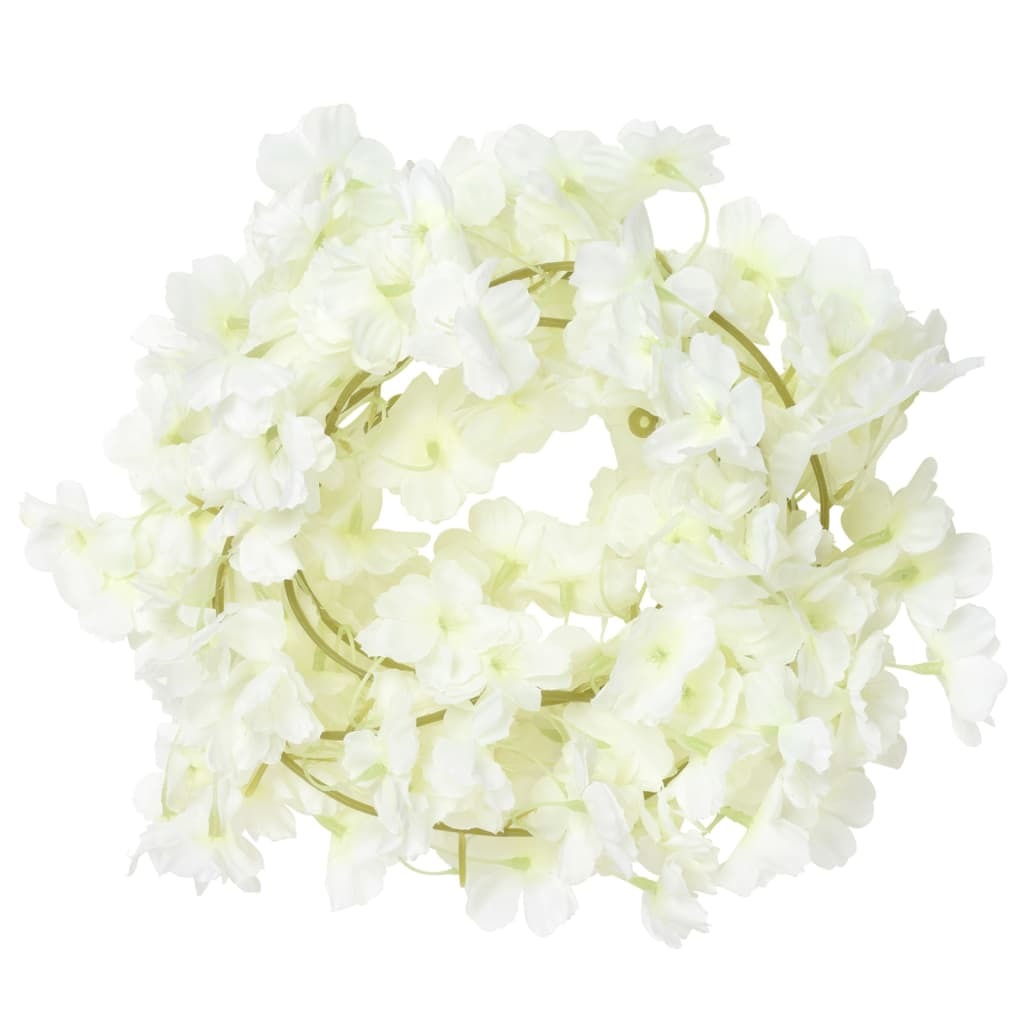 Christmas Flower Garlands 6 pcs White 180 cm