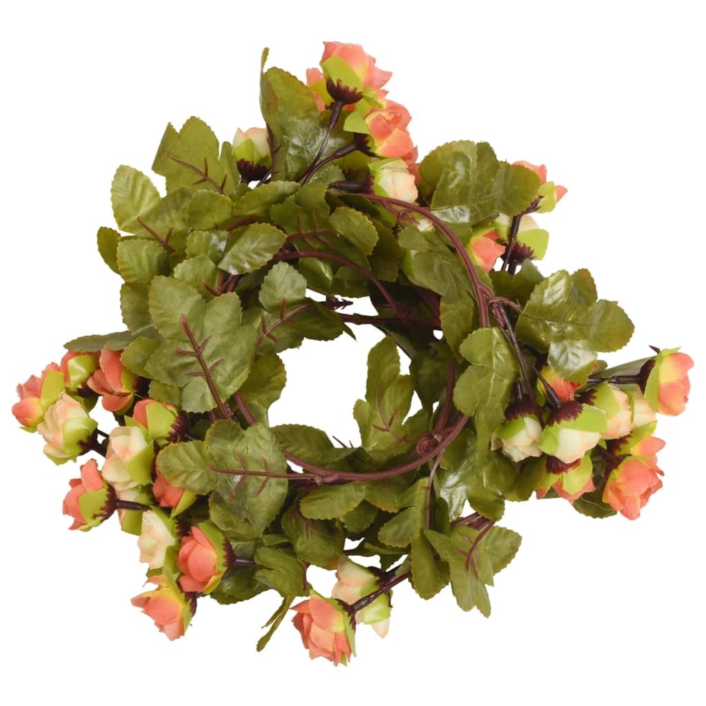 Christmas Flower Garlands 6 pcs Sunset Red 215 cm