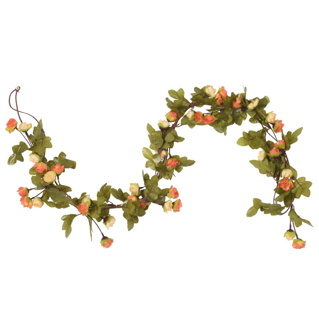 Christmas Flower Garlands 6 pcs Sunset Red 215 cm