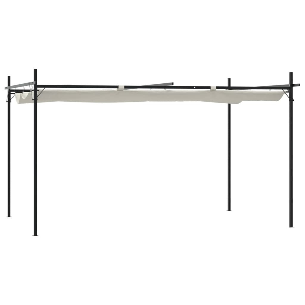 Pergola with Retractable Roof Cream 395x292x230 cm