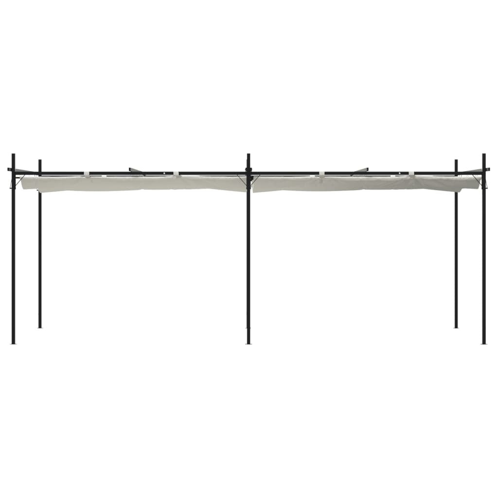 Pergola with Retractable Roof Cream 589x292x230 cm