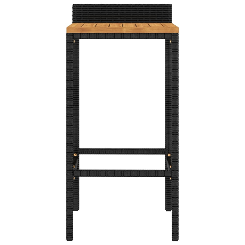 Bar Stools 2 pcs Black Poly Rattan and Solid Wood Acacia