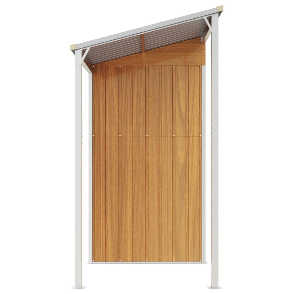 Garden Shed with Extended Roof Light Brown 277x107x181cm Steel