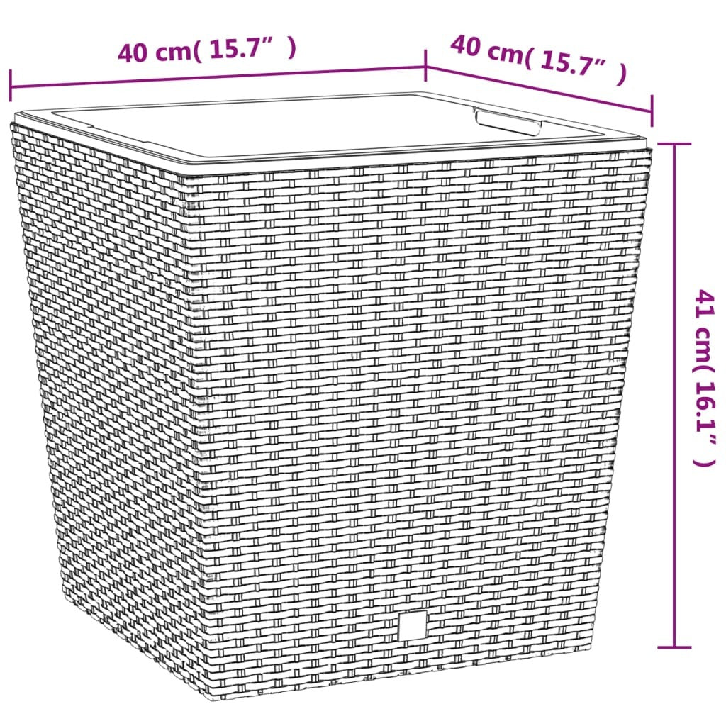 Planter with Removable Inner Anthracite 37 / 64 L PP Rattan