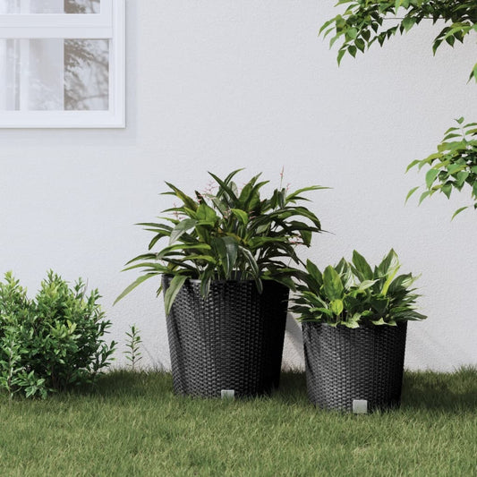 Planter with Removable Inner Anthracite 35 / 37.5 L PP Rattan