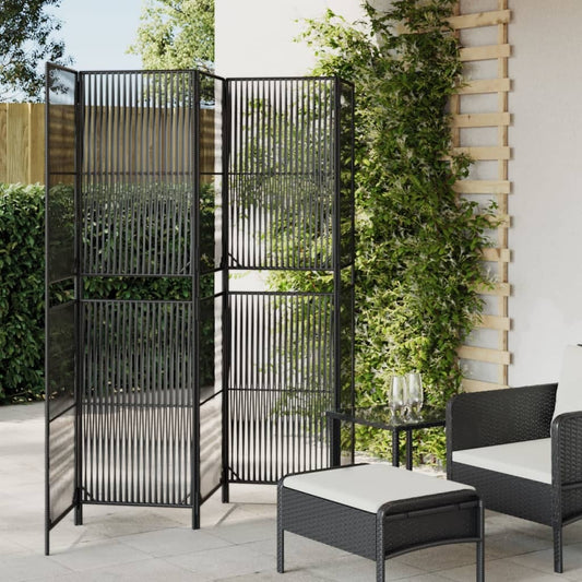 Room Divider 5 Panels Black Poly Rattan