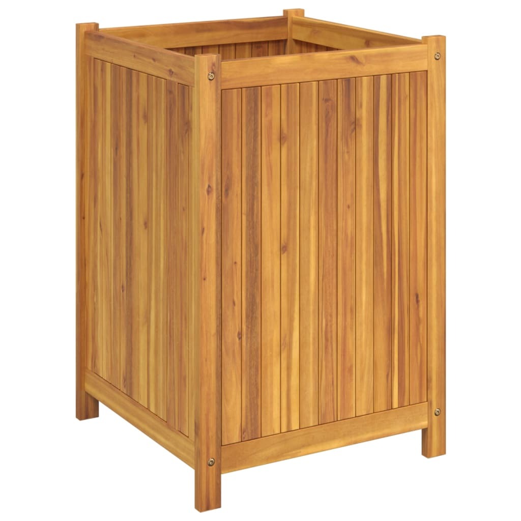 Garden Planter with Liner 50x50x75 cm Solid Wood Acacia