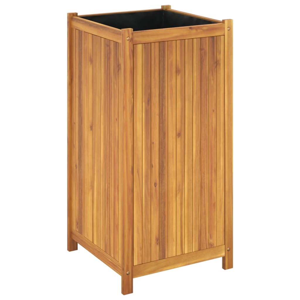 Garden Planter with Liner 50x50x100 cm Solid Wood Acacia