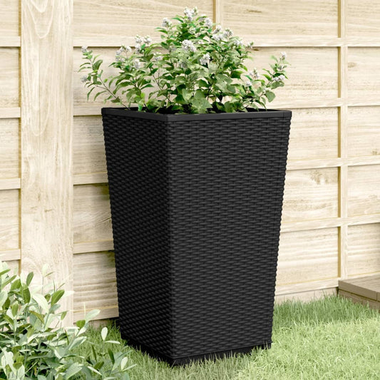 Garden Planters 4 pcs Black 32.5x32.5x57 cm PP