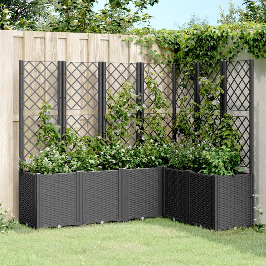 Garden Planter with Trellis Black 160x120x140 cm PP