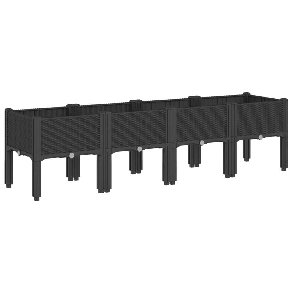 Garden Planter with Legs Black 160x40x42 cm PP