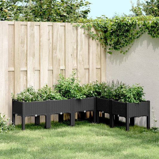 Garden Planter with Legs Black 160x120x42 cm PP