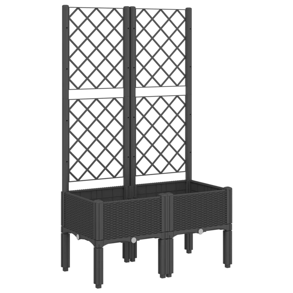 Garden Planter with Trellis Black 80x40x142 cm PP