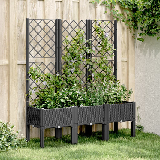 Garden Planter with Trellis Black 120x40x142 cm PP