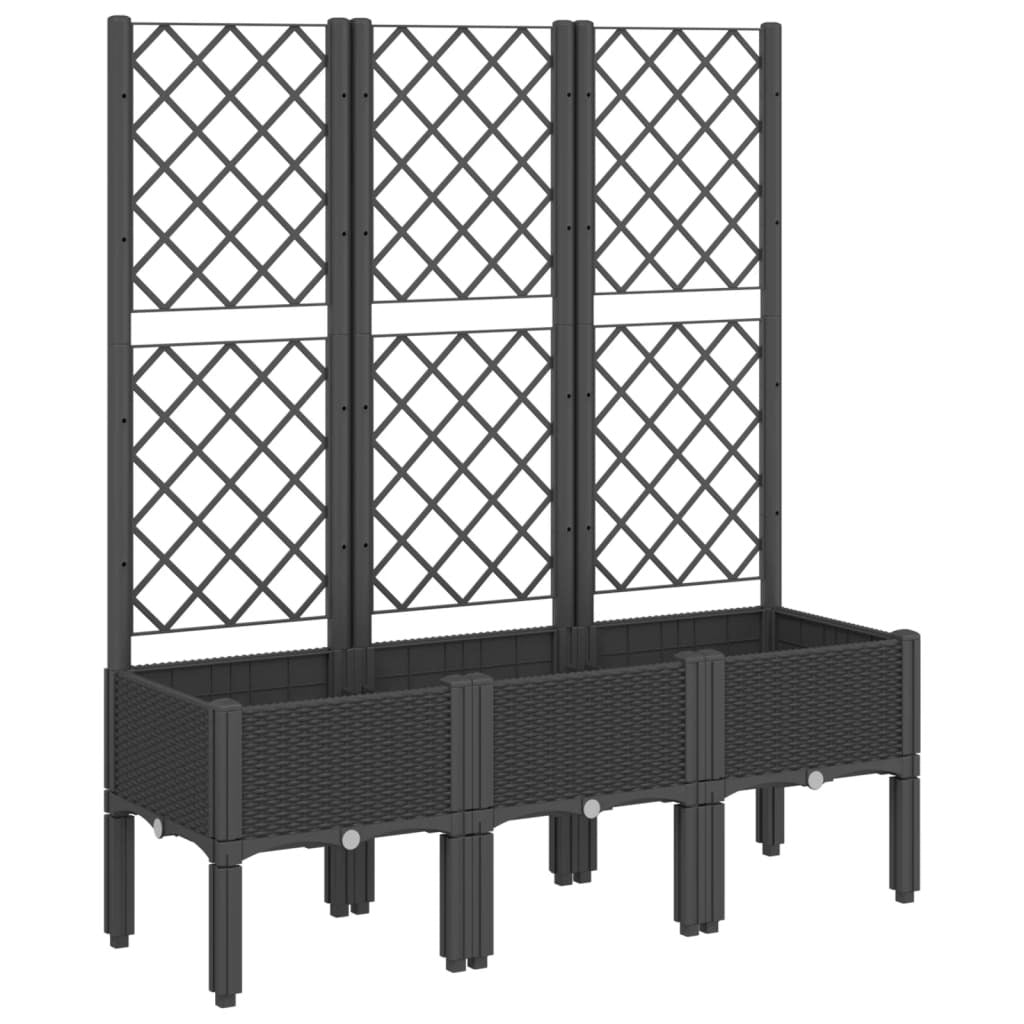 Garden Planter with Trellis Black 120x40x142 cm PP