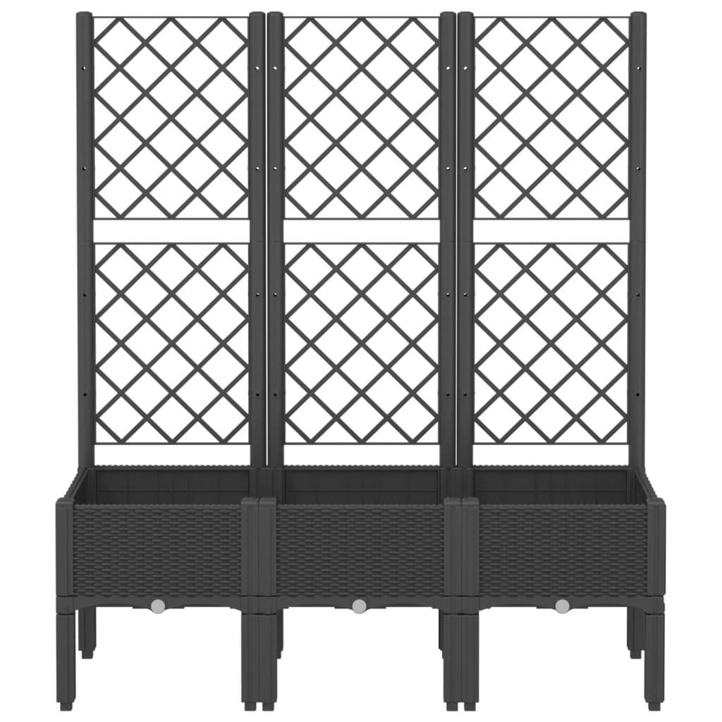 Garden Planter with Trellis Black 120x40x142 cm PP