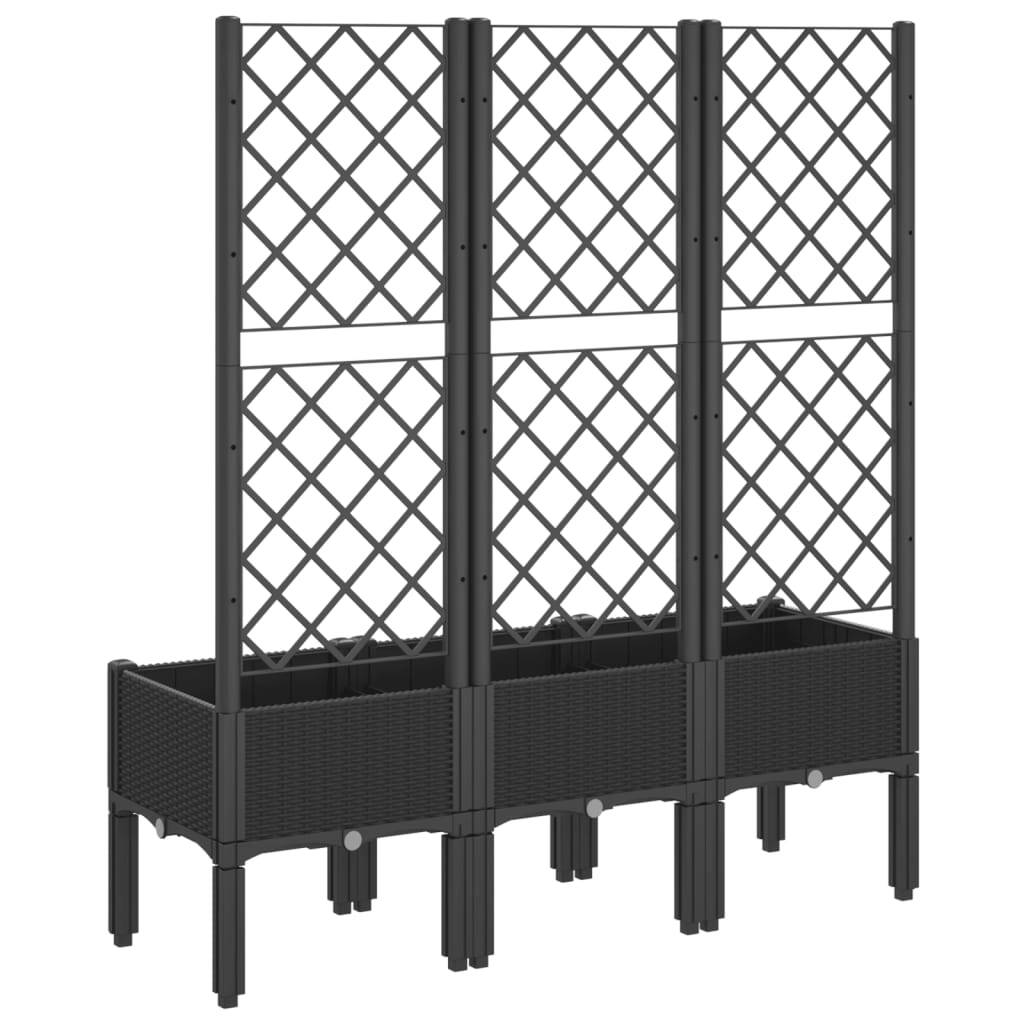 Garden Planter with Trellis Black 120x40x142 cm PP