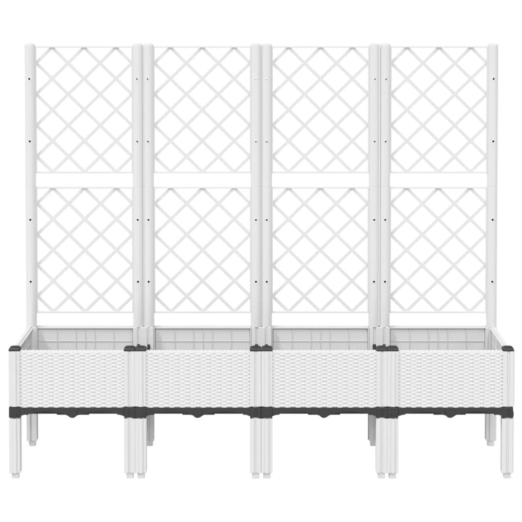 Garden Planter with Trellis White 160x40x142 cm PP