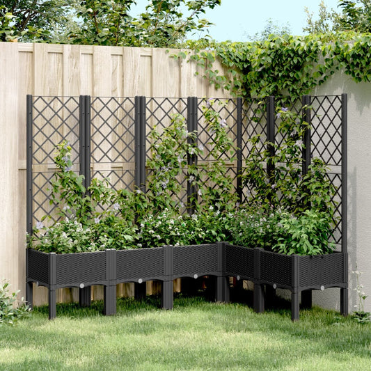 Garden Planter with Trellis Black 160x120x142 cm PP