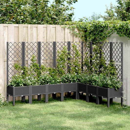 Garden Planter with Trellis Black 200x160x142 cm PP