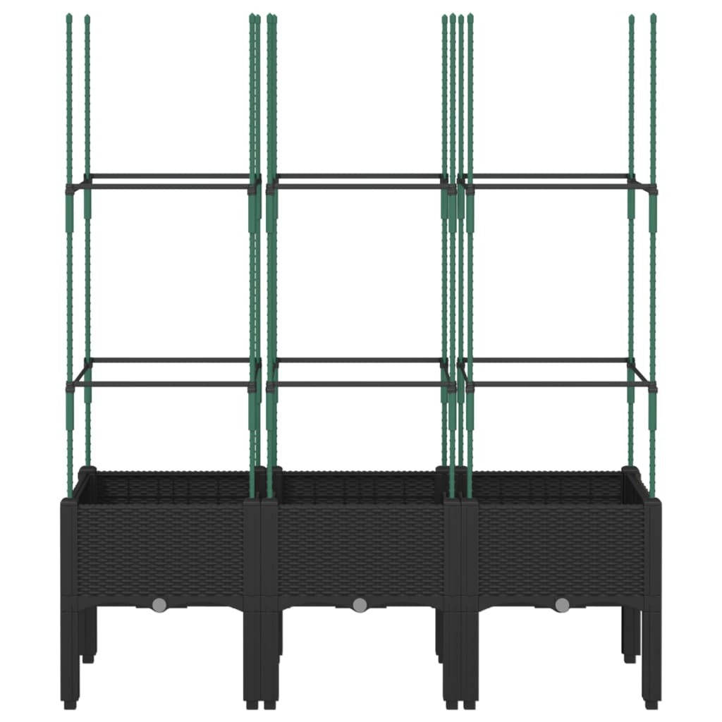 Garden Planter with Trellis Black 120x40x142.5 cm PP