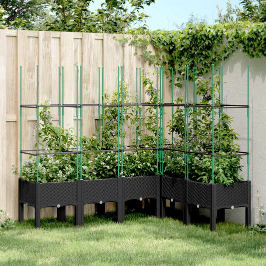 Garden Planter with Trellis Black 160x120x142.5 cm PP