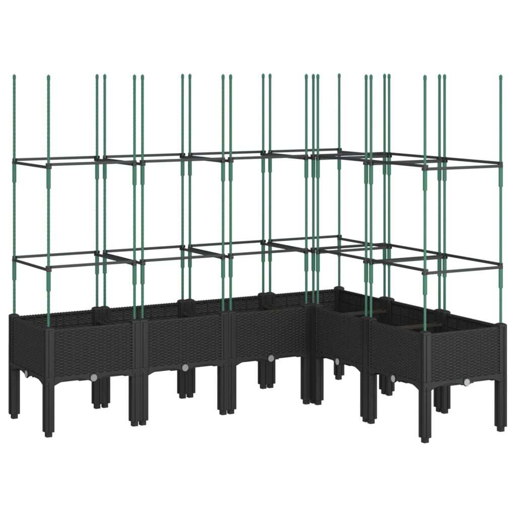 Garden Planter with Trellis Black 160x120x142.5 cm PP