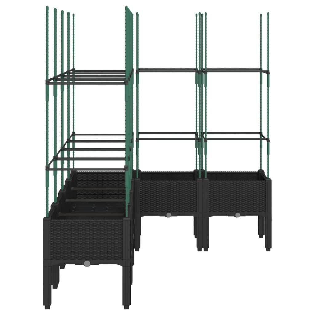 Garden Planter with Trellis Black 160x120x142.5 cm PP