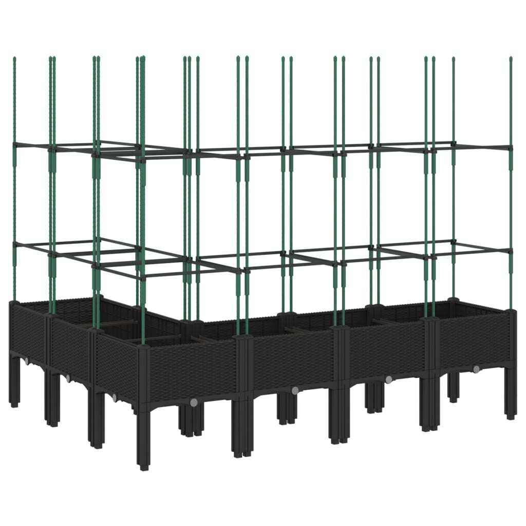 Garden Planter with Trellis Black 160x120x142.5 cm PP