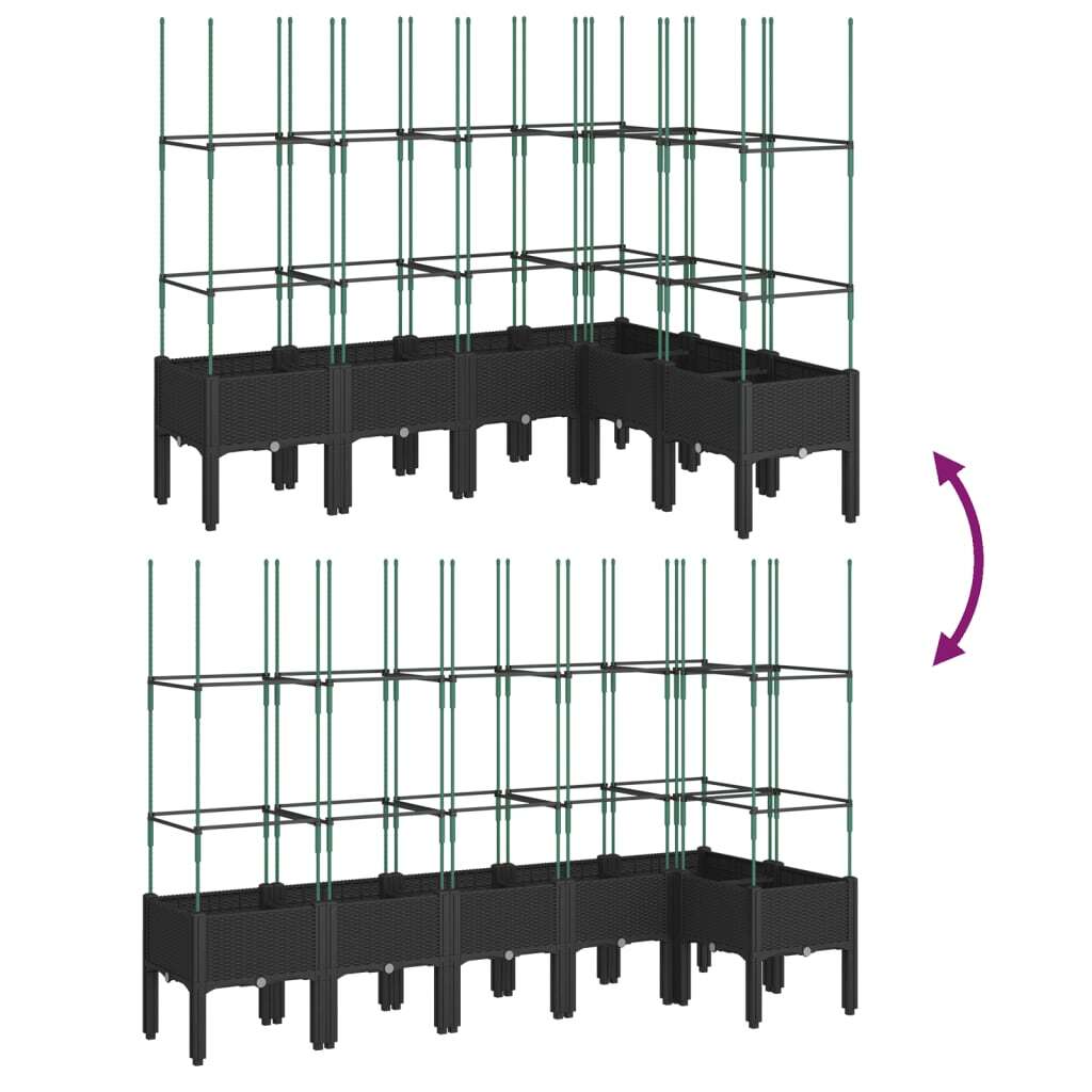 Garden Planter with Trellis Black 160x120x142.5 cm PP