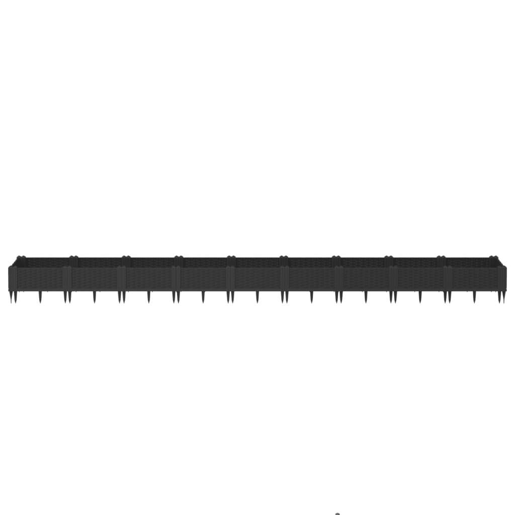 Garden Planter with Pegs Black 362.5x42.5x28.5 cm PP