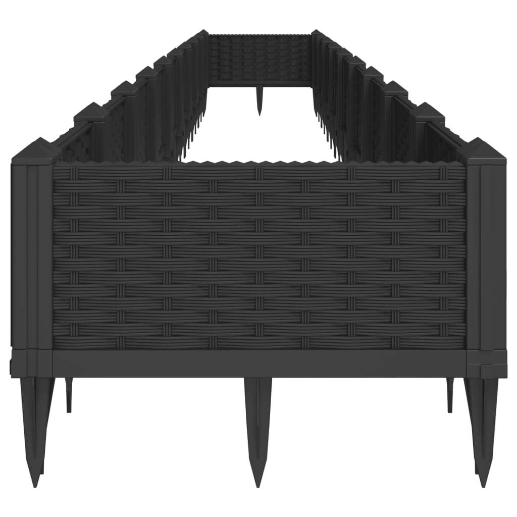 Garden Planter with Pegs Black 362.5x42.5x28.5 cm PP