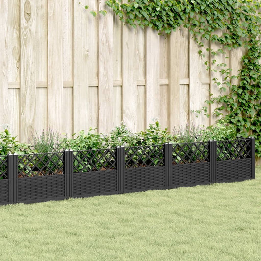 Garden Planter with Pegs Black 363.5x43.5x43.5 cm PP