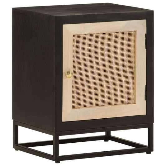 Bedside Cabinet Black 40x30x50 cm Solid Wood Mango and Iron