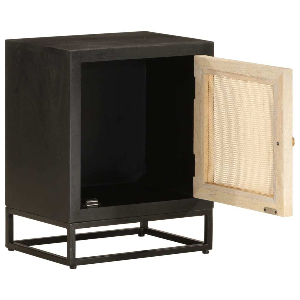 Bedside Cabinet Black 40x30x50 cm Solid Wood Mango and Iron