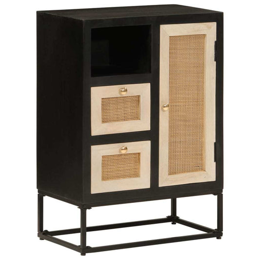 Sideboard Black 55x30x76 cm Solid Wood Mango and Iron