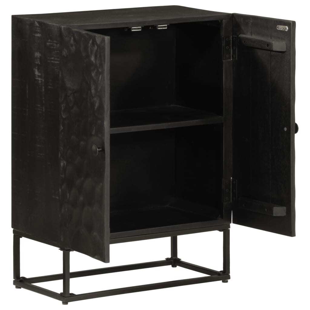 Sideboard Black 55x30x76 cm Solid Wood Mango and Iron