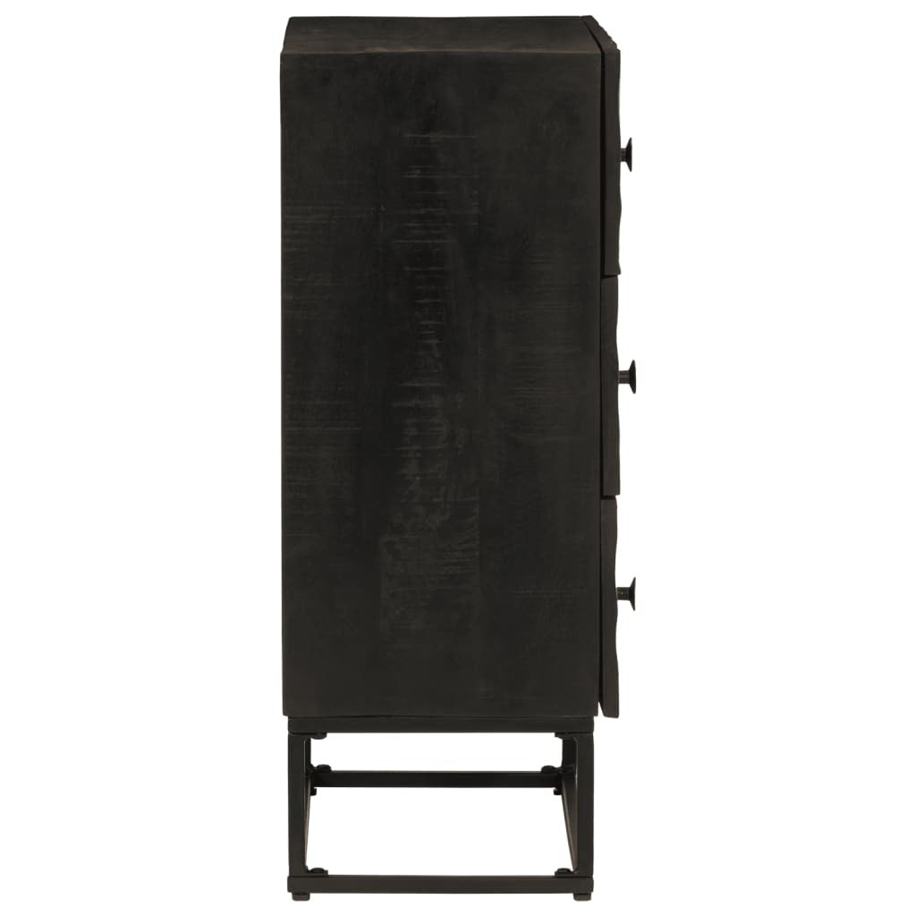 Chest of Drawers Black 55x30x76 cm Solid Wood Mango and Iron