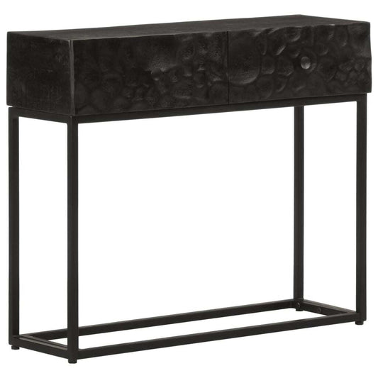 vidaXL Console Table Black 90x30x76 cm Solid Wood Mango and Iron