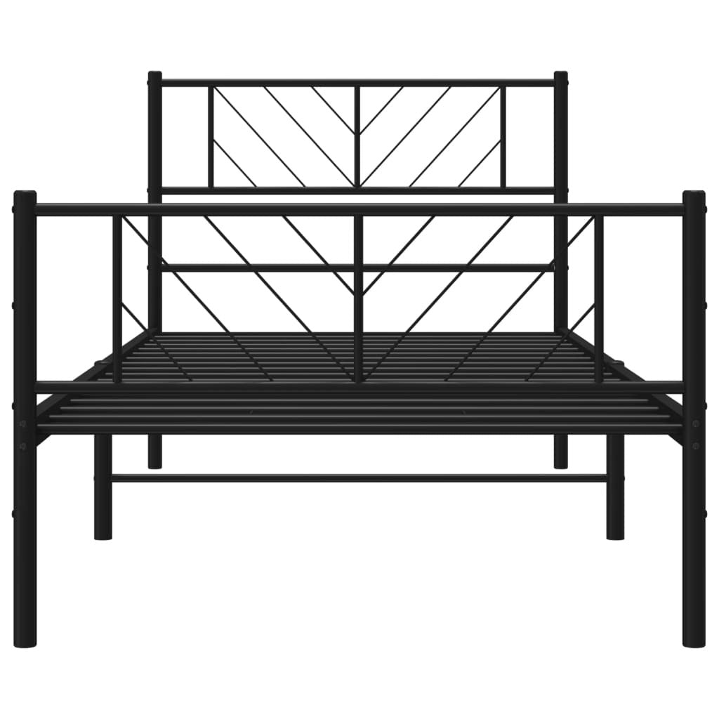 Metal Bed Frame with Headboard and Footboard Black 100x200 cm