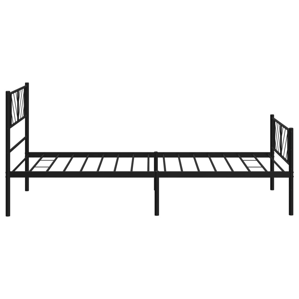 Metal Bed Frame with Headboard and Footboard Black 100x200 cm