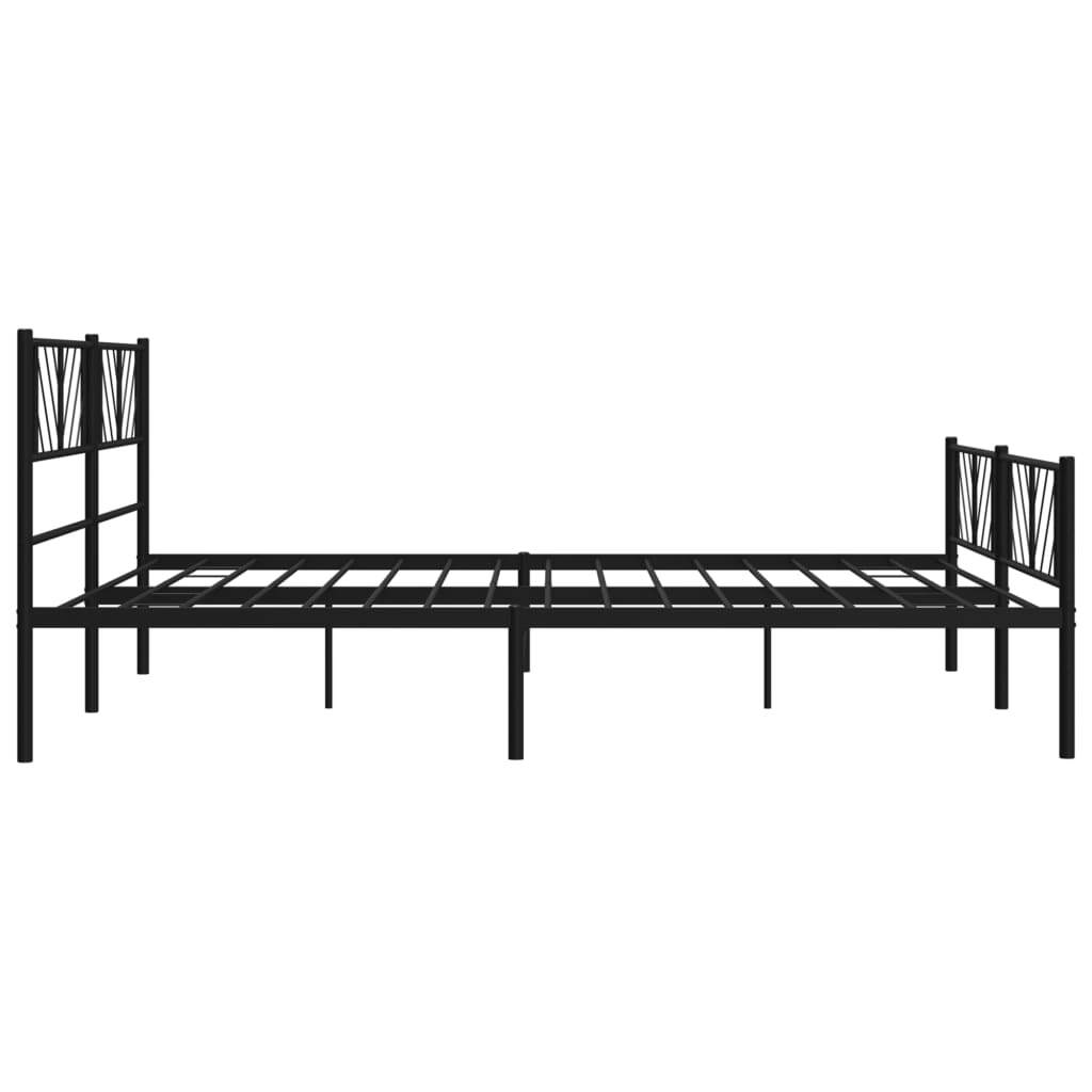 Metal Bed Frame without Mattress with Footboard Black 200x200cm