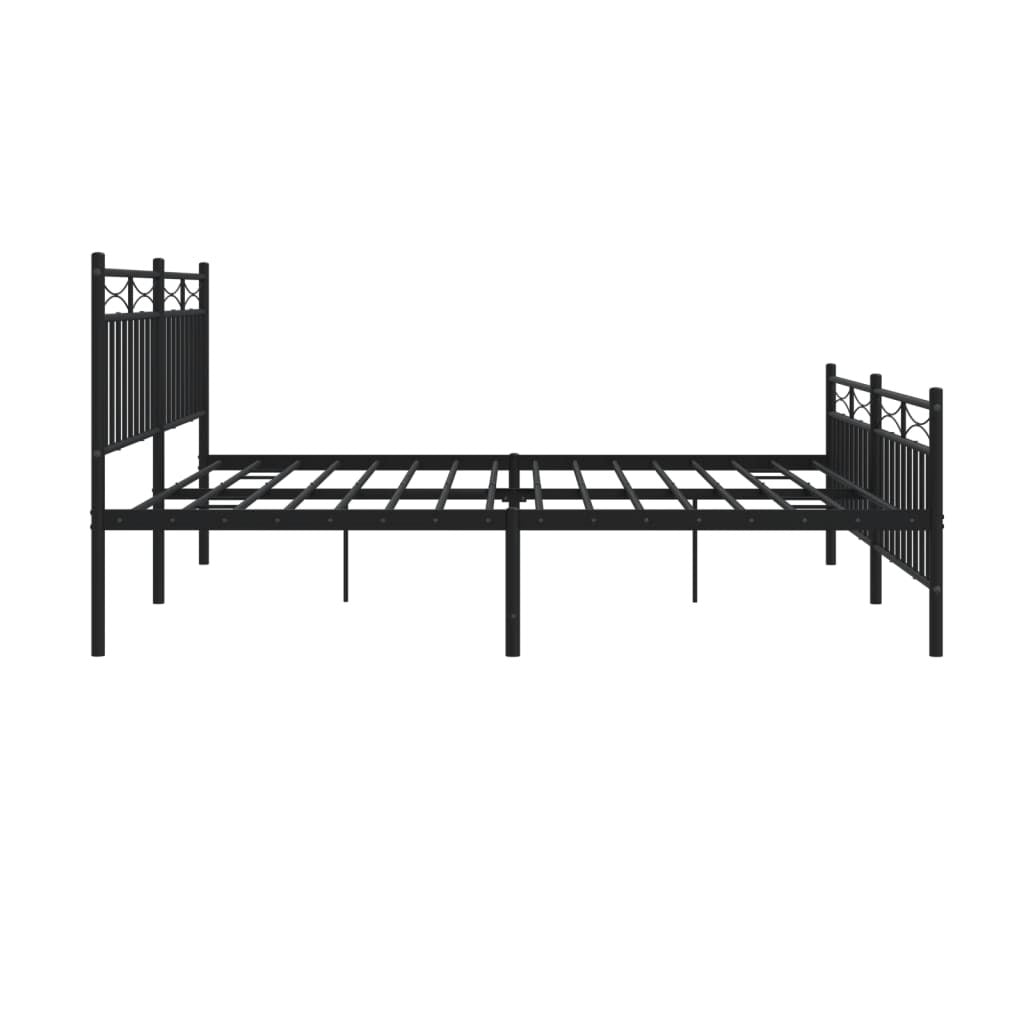 Metal Bed Frame with Headboard and Footboard?Black 183x213 cm