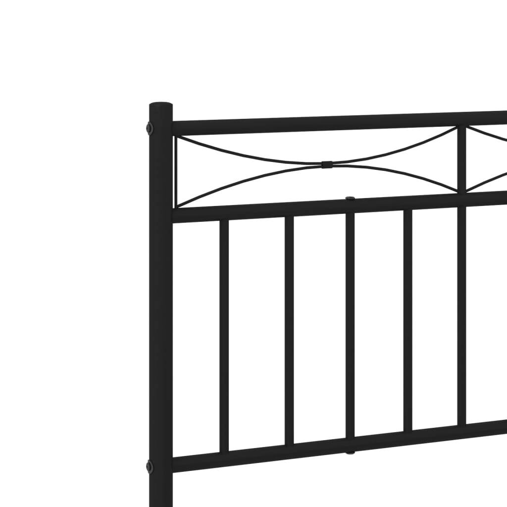 Metal Bed Frame with Headboard and Footboard?Black 183x213 cm