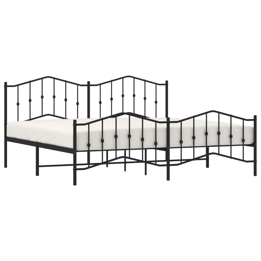 Metal Bed Frame without Mattress with Footboard?Black 193x203cm