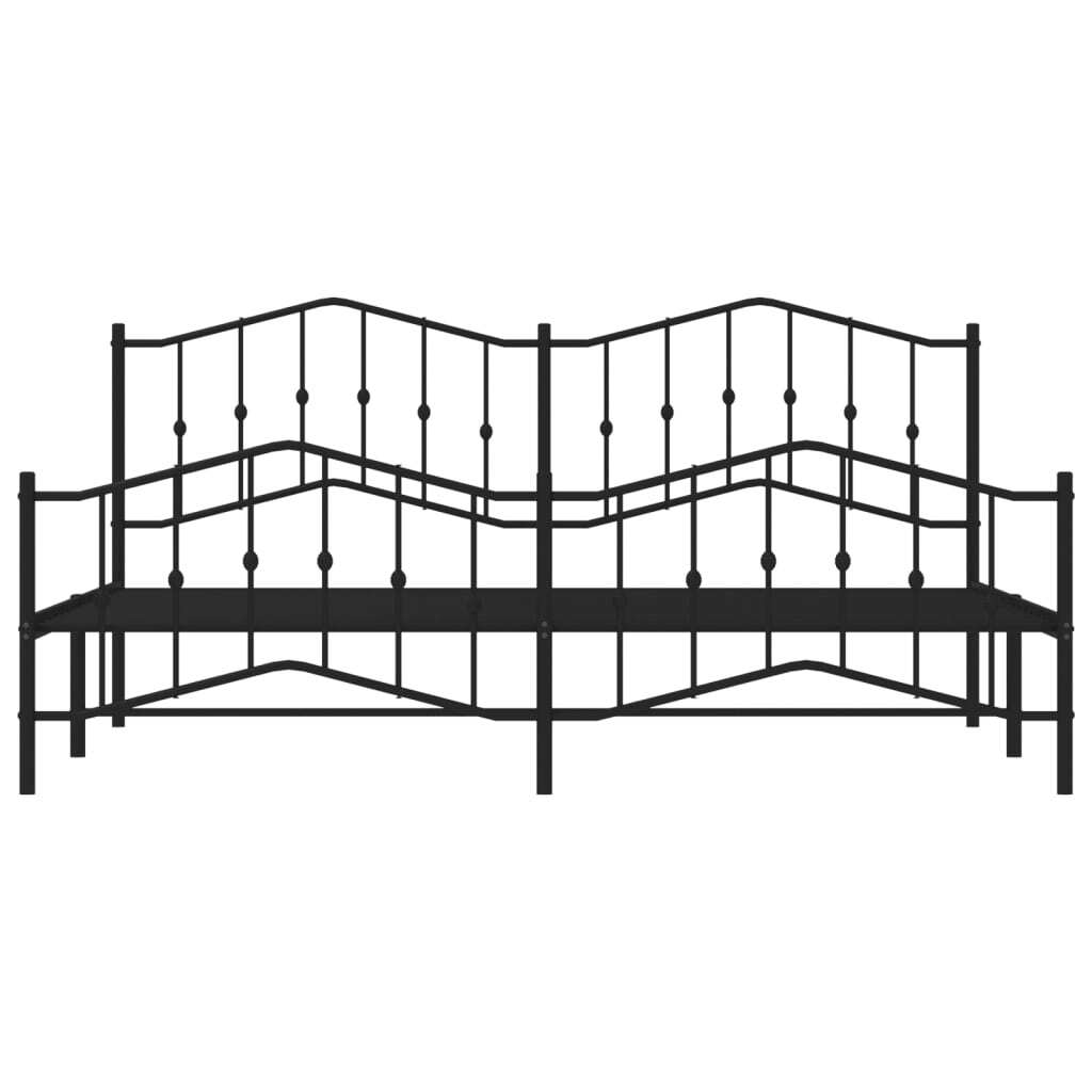 Metal Bed Frame without Mattress with Footboard?Black 193x203cm