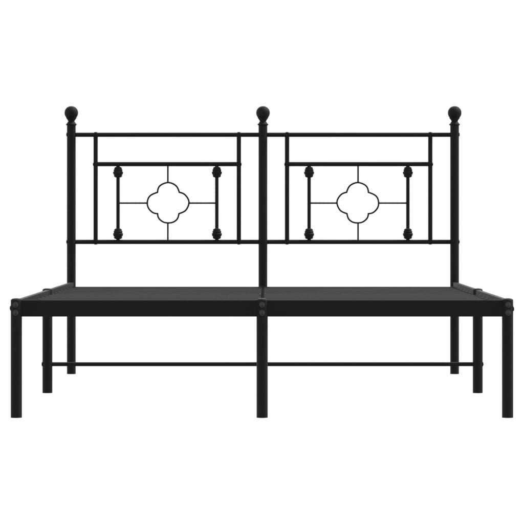 Metal Bed Frame without Mattress with Headboard Black 140x200cm