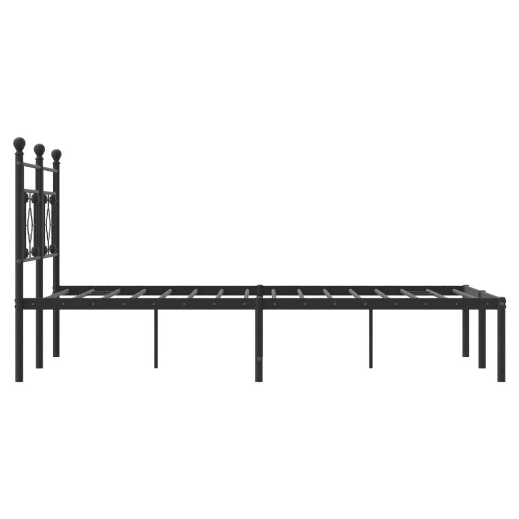 Metal Bed Frame without Mattress with Headboard Black 140x200cm